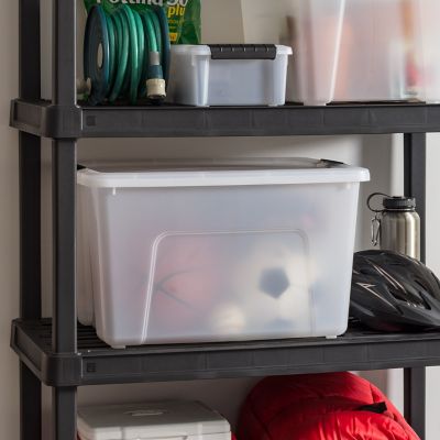 Image showing  53 qt. Plastic Storage Bin with Latching Buckles, Natural