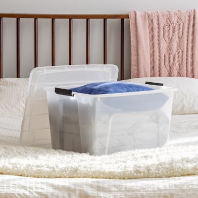 Image showing  53 qt. Plastic Storage Bin with Latching Buckles, Natural