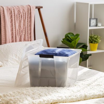 Image showing  53 qt. Plastic Storage Bin with Latching Buckles, Natural