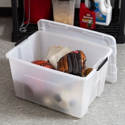 Image showing  53 qt. Plastic Storage Bin with Latching Buckles, Natural