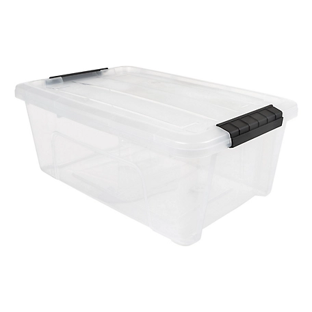 IRIS USA 12.95 Quart Plastic Storage Bin with Latching Buckles - Clear
