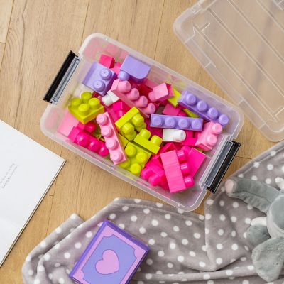 Image showing  12.95 qt. Plastic Storage Bin with Latching Buckles, Clear