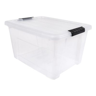 IRIS USA 32 qt. Plastic Storage Bin with Latching Buckles - Clear