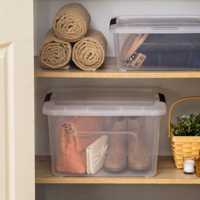 Image showing  32 qt. Plastic Storage Bin with Latching Buckles, Clear