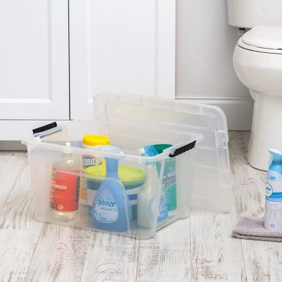 Image showing  32 qt. Plastic Storage Bin with Latching Buckles, Clear