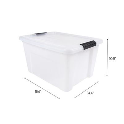 IRIS USA 32 Quart Plastic Storage Bin with Latching Buckles - Natural