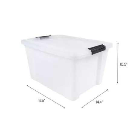 IRIS USA 32 quarts Plastic storage bin with locking loops natural Storage Bins