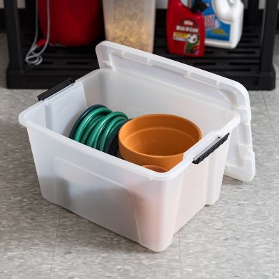 Image showing  32 qt. Plastic Storage Bin with Latching Buckles, Natural