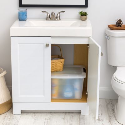 Image showing  32 qt. Plastic Storage Bin with Latching Buckles, Natural