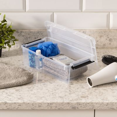 Image showing  5.75 qt. Plastic Storage Bin with Latching Buckles, Clear