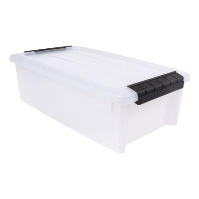 IRIS USA 5.75 Quart Plastic Storage Bin with Latching Buckles - Natural