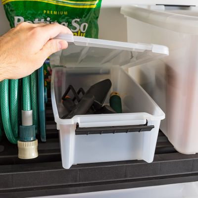 Image showing  5.75 qt. Plastic Storage Bin with Latching Buckles, Natural