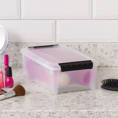 Image showing  5.75 qt. Plastic Storage Bin with Latching Buckles, Natural