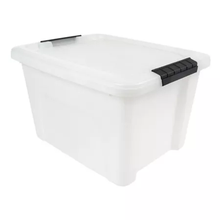 IRIS USA 19 quarts Plastic storage bin with locking loops natural Storage Bins