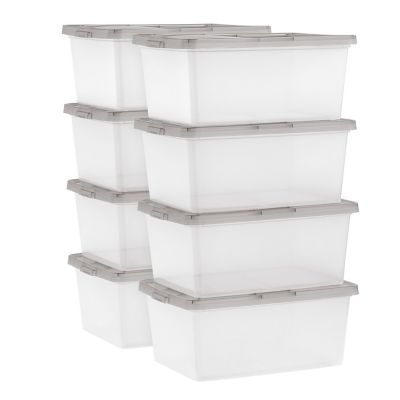 IRIS USA 17 qt. Snap-Tight Plastic Storage Bin - 8 Pack