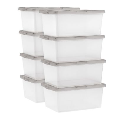 IRIS USA 17 qt. Snap-Tight Plastic Storage Bins, 8 pc.