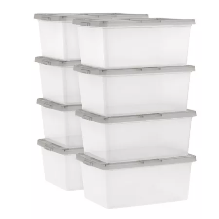 IRIS USA 17 quarts Snap-Tight Plastic Storage Bins 8 Pieces Storage Bins