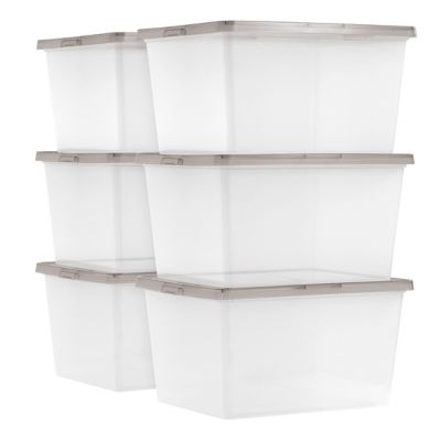 IRIS USA 24.5 qt. Snap Tight Plastic Storage Bins, 6 pc.