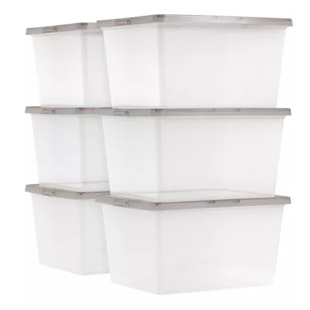 IRIS USA 24.5 quarts Snap Tight Plastic Storage Bins 6-Piece Storage Bins