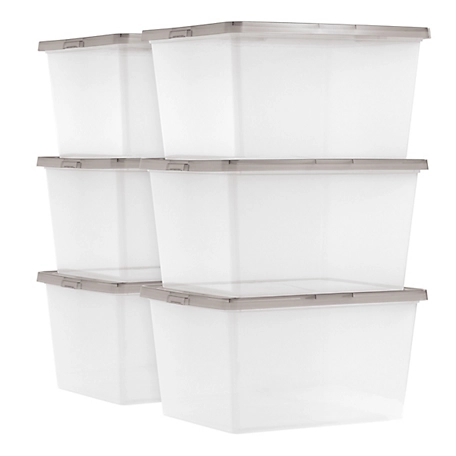 IRIS USA 24.5 qt. Snap Tight Plastic Storage Bin - 6 Pack