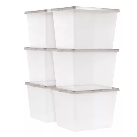 IRIS USA 36 quarts Snap Tight Plastic Storage Bin 6 Pack Storage Bins