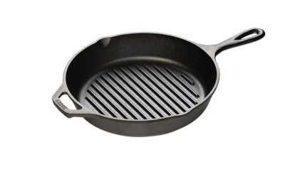  Cast Iron Grill Pan - Square 10.5-Inch Pre-Seasoned Ribbed  Skillet + Handle Cover + Pan Scraper - Grille, Firepit, Stovetop, Induction  Safe - Indoor/Outdoor - Great for Grilling, Frying and Camping 
