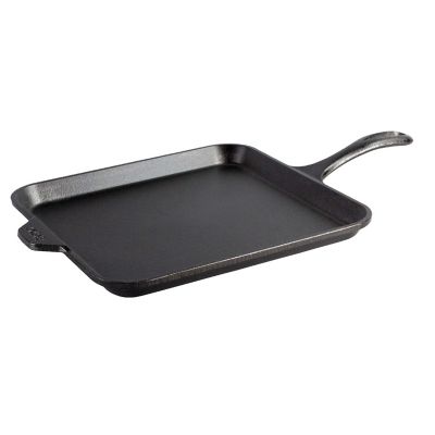 Cast Iron Flat Top Griddle Set and Griddle Accessories, Includes  Reversible Cast Iron Griddle, Stove Top Griddle Press and Grill Pan  Scrapers, Grill Plate measure 17 x 9 inch, Black