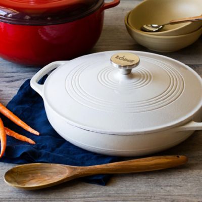 Image showing  3.6 qt. Oyster White Enameled Casserole Dish with Lid