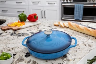Image showing  3.6 qt. Blue Enameled Casserole Dish with Lid