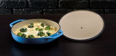 Image showing  3.6 qt. Blue Enameled Casserole Dish with Lid