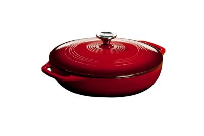 Lodge Cast Iron Cast Iron Enameled Casserole, EC3CC43 So easy to use, overall same temperature cooking, great for braising and oven! Cooks evenly and food tastes amazing!