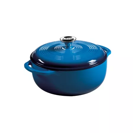 Cast Iron Lodge 4.5 Quart Enameled cast iron casserole blue Dutch Ovens