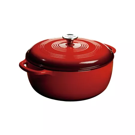 Cast Iron Lodge 7.5 Quart Enameled cast iron casserole red Dutch Ovens