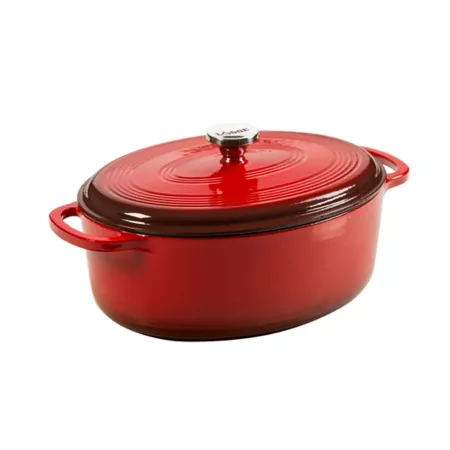 7 Quart Cast Iron Lodge Oval enameled cast iron stewpot red Dutch Ovens