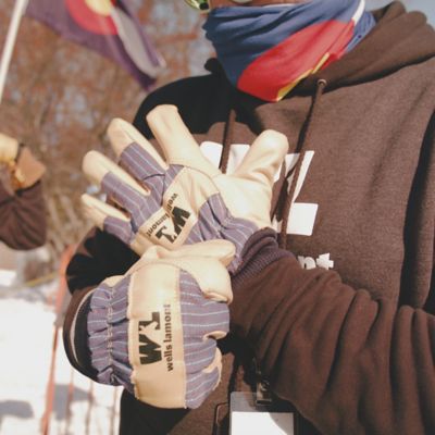 Image showing  Men's Heavy-Duty Leather Palm Insulated Winter Work Gloves, 1-Pair