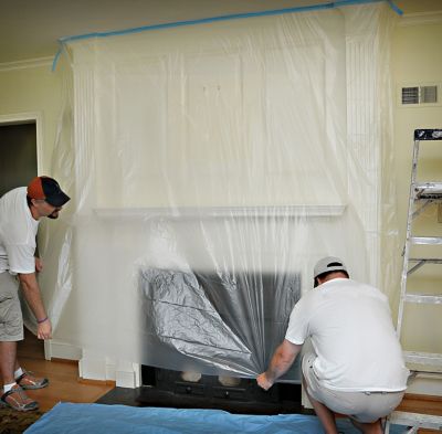 Image showing  Easy Mask 1.8M x 22M Tape & Drape Plastic Pretaped Drop Cloth, 17967