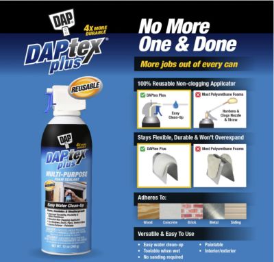 Image showing 7 th Dap 18836 12 oz. Daptex Plus Window & Door Foam Sealant, 155714