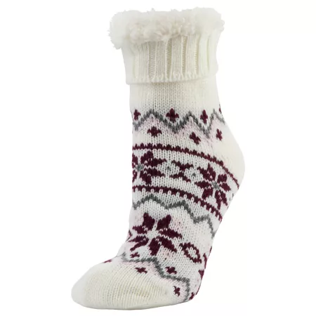 Little Hotties Fireside Snowflake Stripes Women's Short Socks 1 Pair Women's Crew Socks