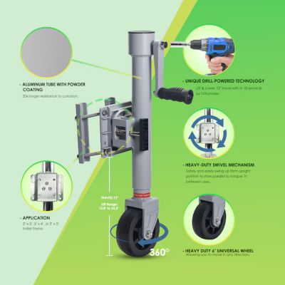 Image showing 2 th TruxMate 1,500 lb. Capacity Power Drill-Driven Marine Jack Lightweight, Corrosion-Resistant for Boats & Trailers, 210483399