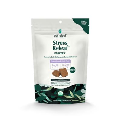 Pet Releaf Edibites Stress Releaf Calming CBD USDA Organic Peanut Butter Carob Chews, Full-Spectrum, Small Dog, NASC Certified