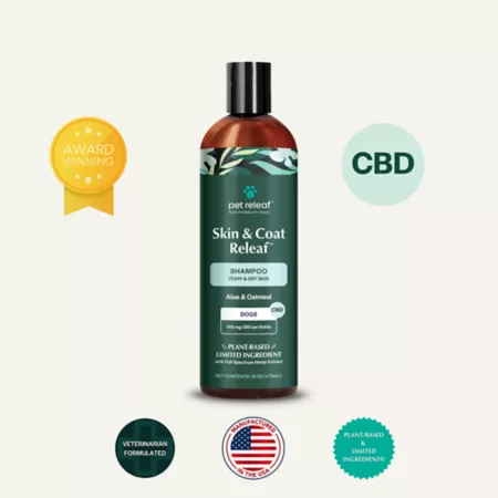 Pet Releaf CBD Oatmeal Pet Shampoo for Itchy Skin Natura Chamomile Scent 16 oz. Dog Shampoos & Conditioners