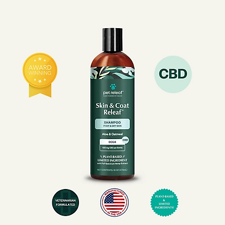 Pet Releaf Oatmeal CBD Shampoo for Itchy Skin with Soothing Org Aloe, Org Lavender, Org Oatmeal, Natural Chamomile