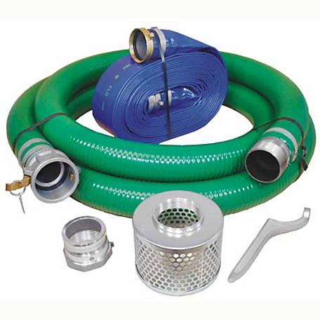 1-1/2" Flex Water Suction Hose Trash Pump Regular Kit w/100' Blue Disc 