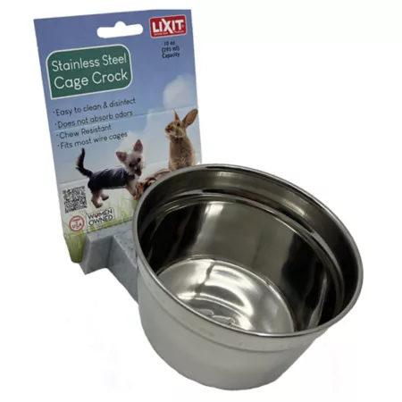 Lixit 10 oz Stainless steel pot for small animals Single Dog Bowls