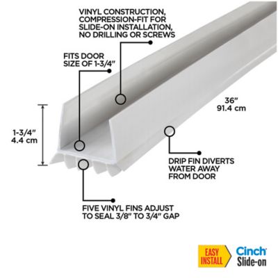 Image showing 1-3/4 in. x 2 in. x 36 in. Vinyl DR SEAL U-Shape Cinch Slide-On Under Door Seal, White