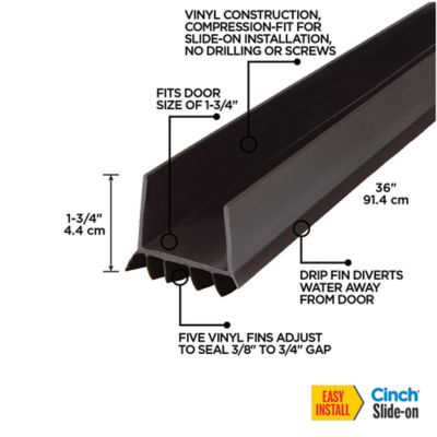 Image showing 1-3/4 in. x 2 in. x 36 in. Vinyl DR SEAL U-Shape Cinch Slide-On Under Door Seal, Brown