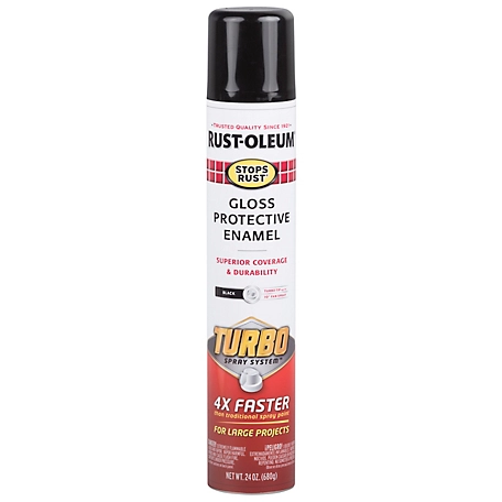 Rust-Oleum Stops Rust TURBO Spray System Spray Paint, Gloss, Black, 24 oz.