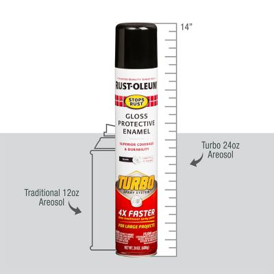 Image showing 7 th Rust-Oleum 24 oz. Black Stops Rust TURBO Spray System Spray Paint, Gloss