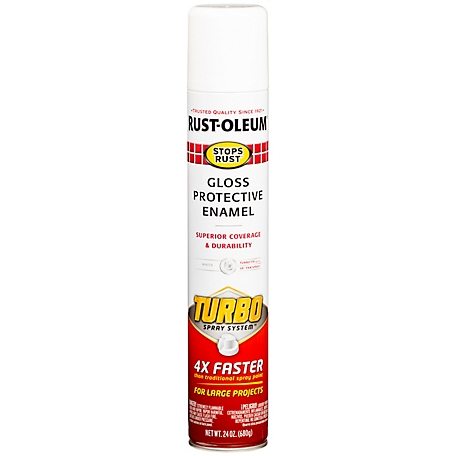 Rust-Oleum Stops Rust TURBO Spray System Spray Paint, Gloss, White, 24 Oz.
