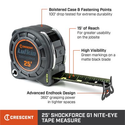 Image showing  25 ft. Lufkin Shockforce Nite Eye Tape Measure